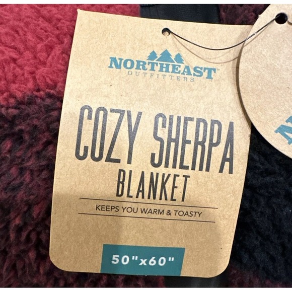 Northeast Outfitters Cozy Cabin Red Buffalo Check Sherpa Blanket 50" x 60" NEW - Picture 5 of 6